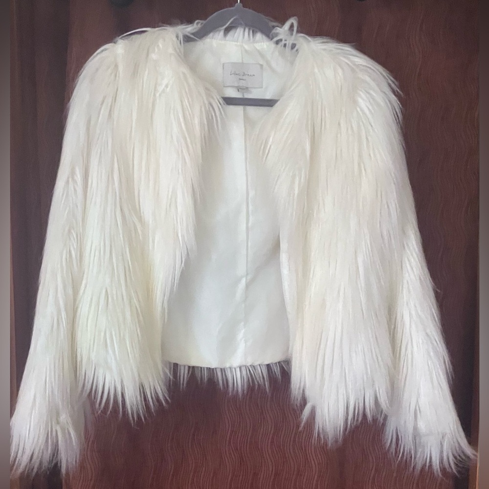 Lilac Dream Faux Fur Coat in Empire Cream Sz S.